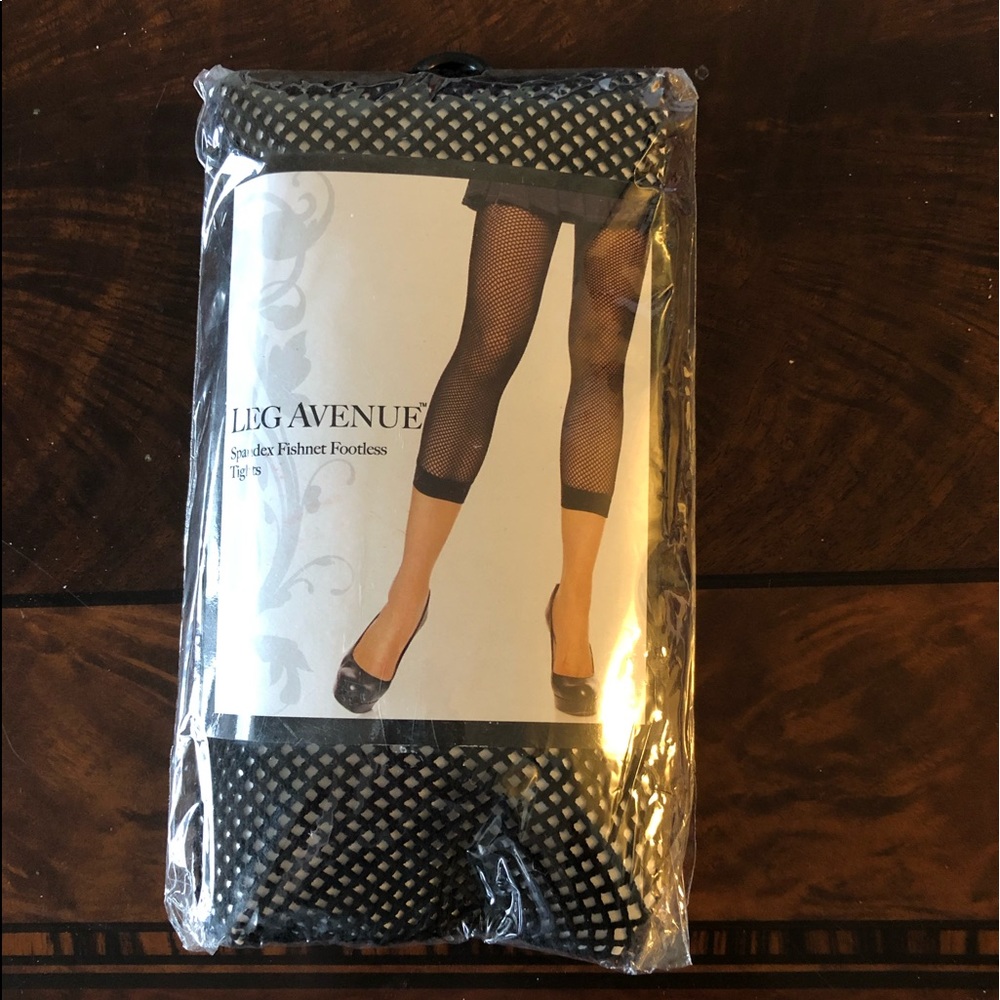 LEG AVENUE Spandex Fishnet Footless Tights, One Size.